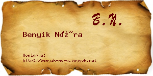 Benyik Nóra névjegykártya